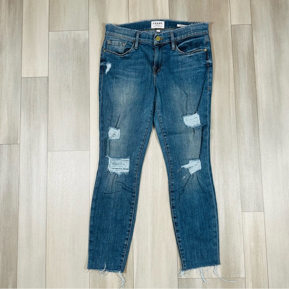 Frame Denim Women's Le Skinny de Jeanne Distressed Blue Jeans Size 28 - Picture 1 of 9